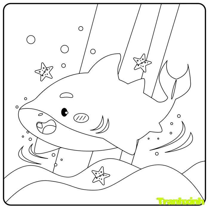 tranh tô màu cá mập 20