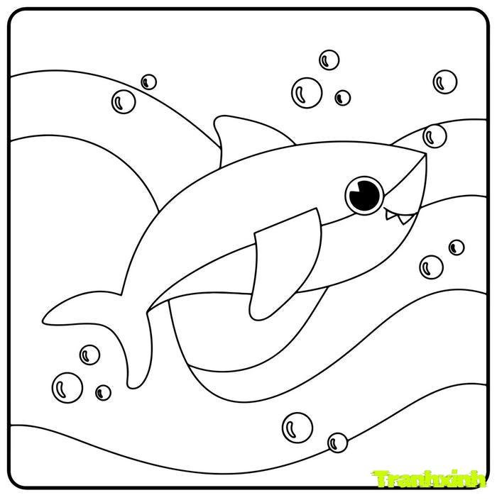 tranh tô màu cá mập 22
