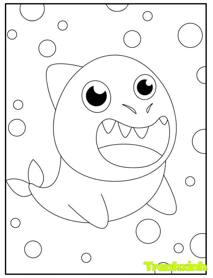 tranh tô màu cá mập 23