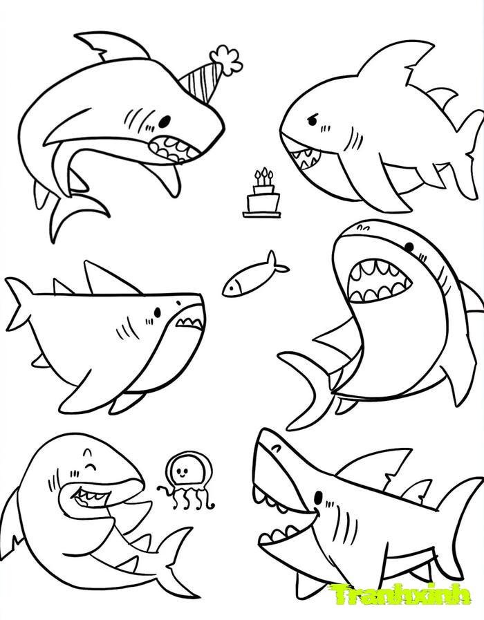 tranh tô màu cá mập 24