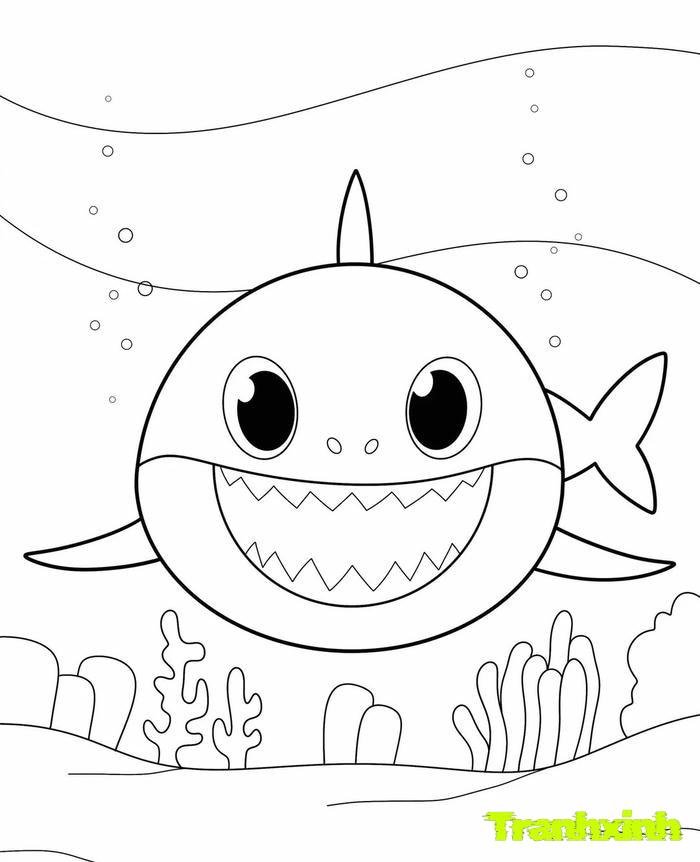 tranh tô màu cá mập 26