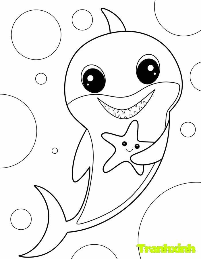 tranh tô màu cá mập 28
