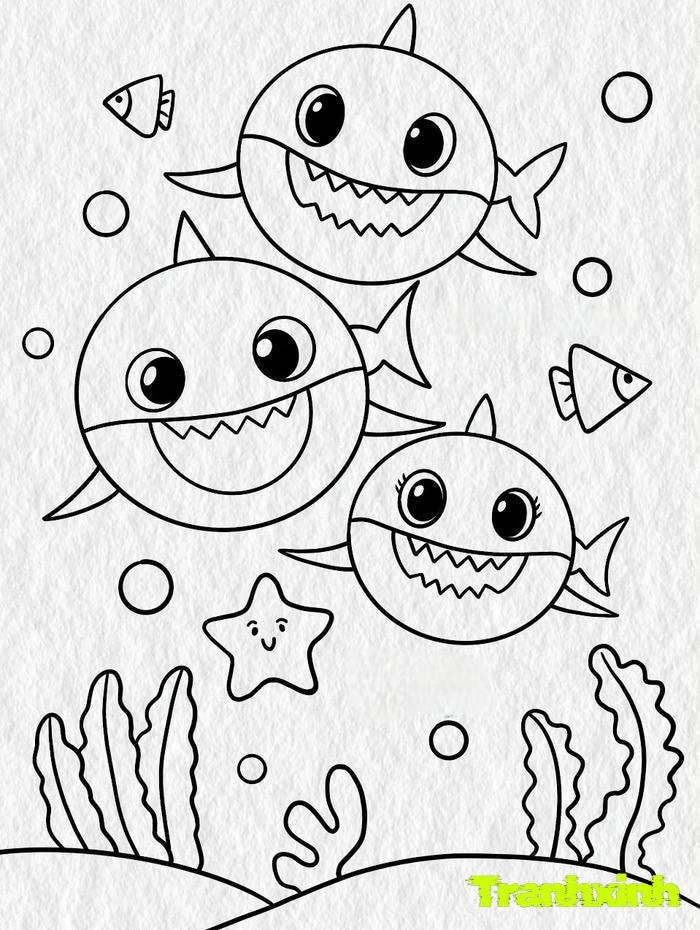 tranh tô màu cá mập 29