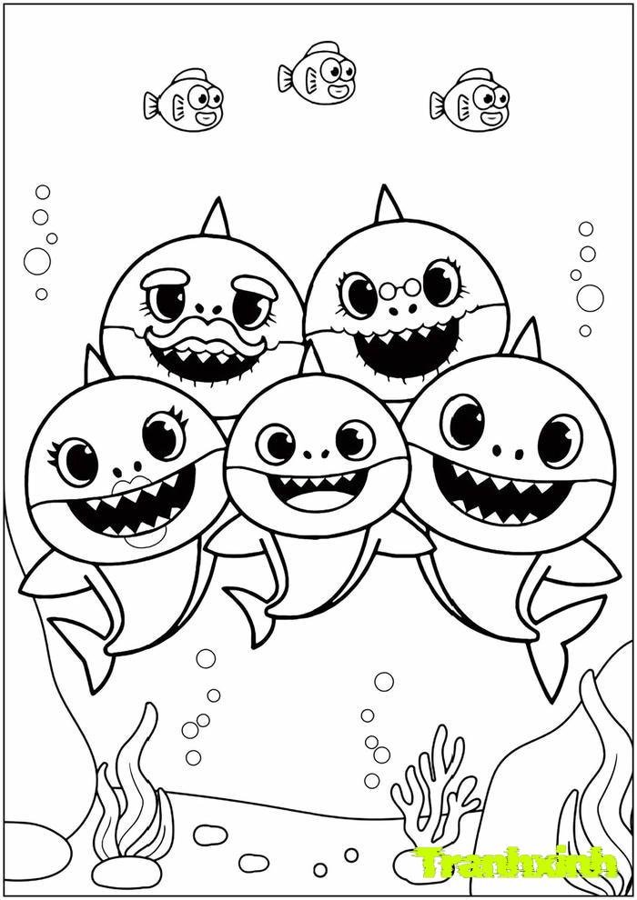 tranh tô màu cá mập 5