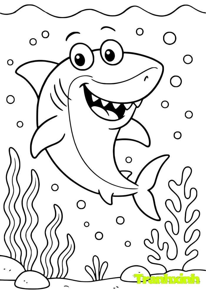 tranh tô màu cá mập 8