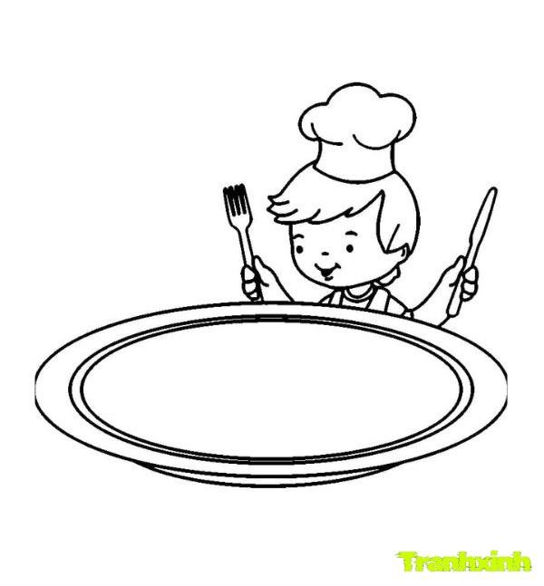 tranh tô màu cái đĩa ăn