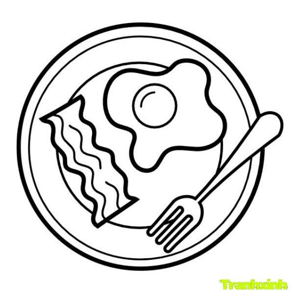 tranh tô màu cái đĩa chứ thức ăn