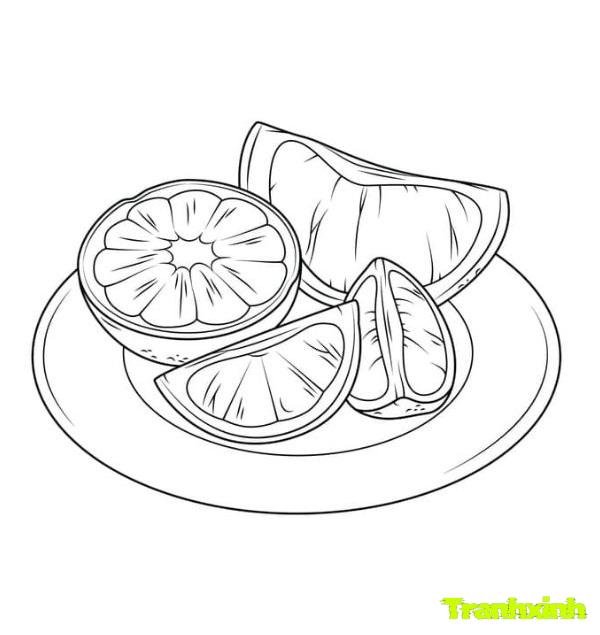 tranh tô màu cái đĩa để hoa quả