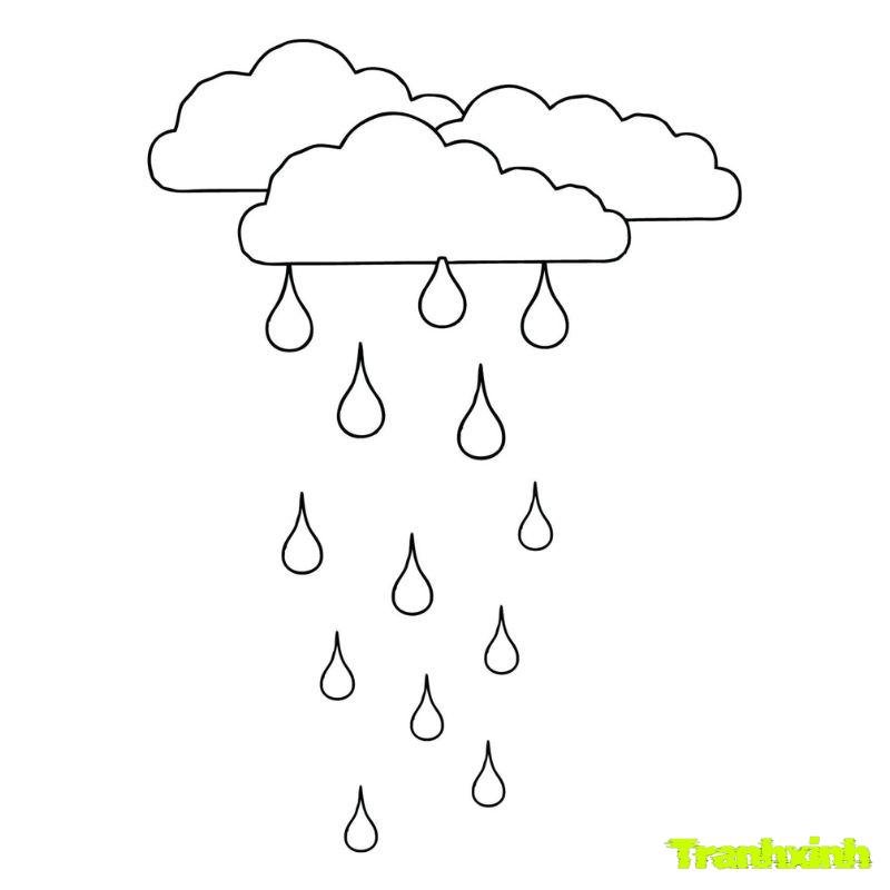 tranh tô màu cảnh trời mưa cho bé