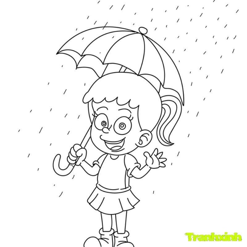 tranh tô màu cảnh trời mưa đẹp