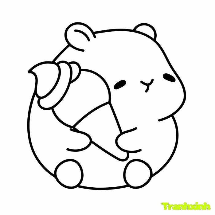 tranh tô màu capybara ăn