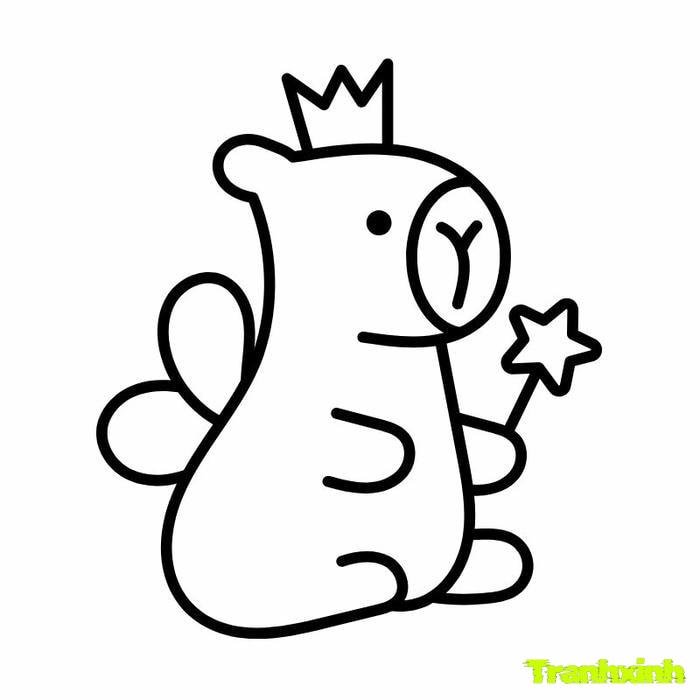 tranh tô màu capybara cute công chúa
