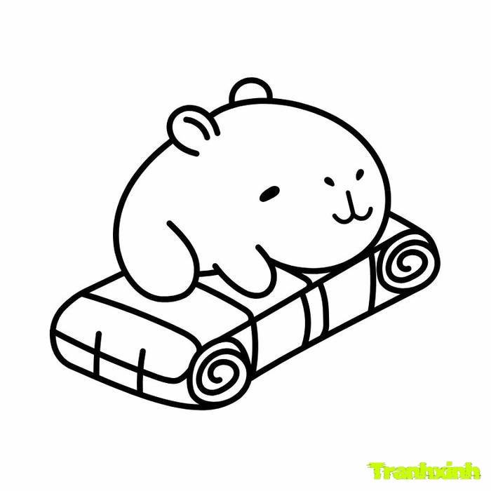 tranh tô màu capybara dễ thương chơi