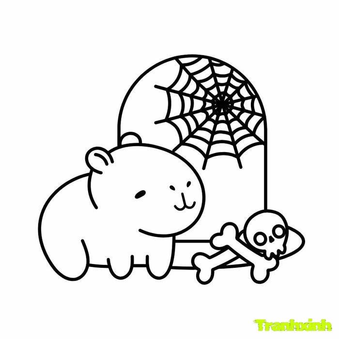 tranh tô màu capybara dễ thương hd