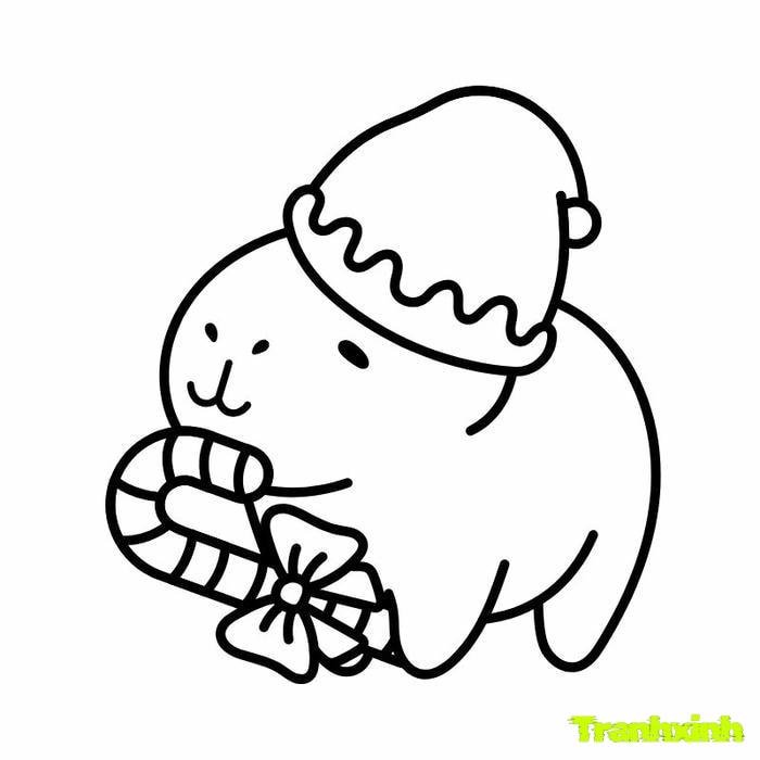 tranh to màu capybara đơn giản ăn kẹo