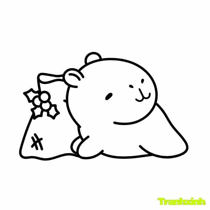 tranh to màu capybara đơn giản cho trẻ 4 tuổi