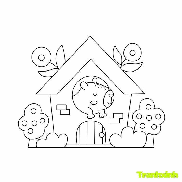 tranh tô màu capybara miễn phí