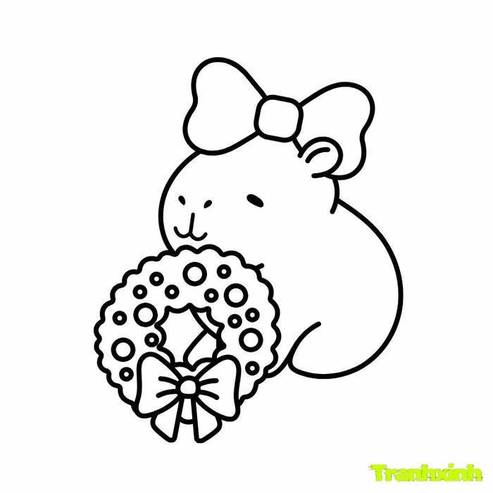 tranh tô màu capybara noel
