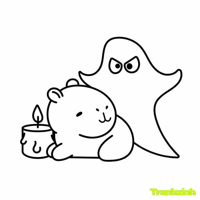 tranh tô màu capybara và vô