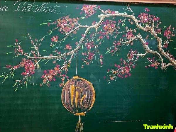 vẽ bảng trang trí tết đèn lồng cheo