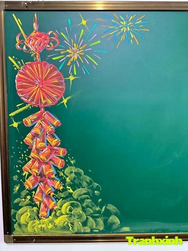 vẽ bảng trang trí tết pháo hoa