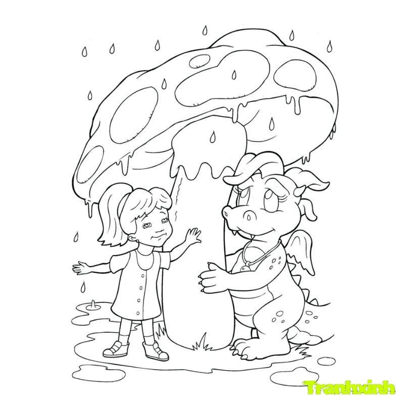 vẽ tranh trời mưa