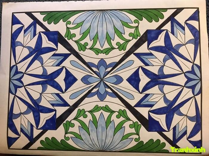 Trang trí hình chữ nhật bố cục cân đối đẹp