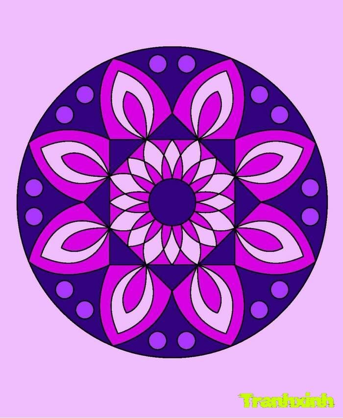 Trang trí hình tròn nền sáng thẩm mỹ tone tím