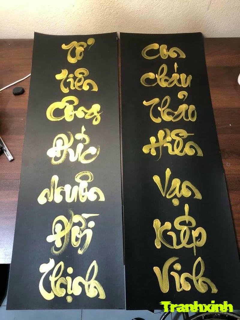 ảnh trang trí câu đối ngày tết đen