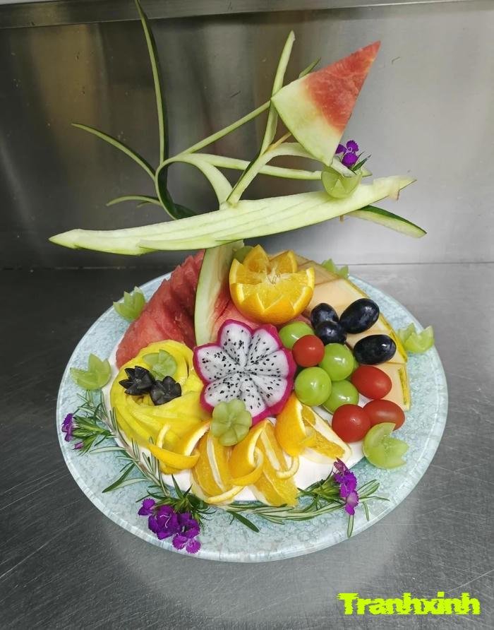ảnh trang trí dĩa trái cây đơn giản