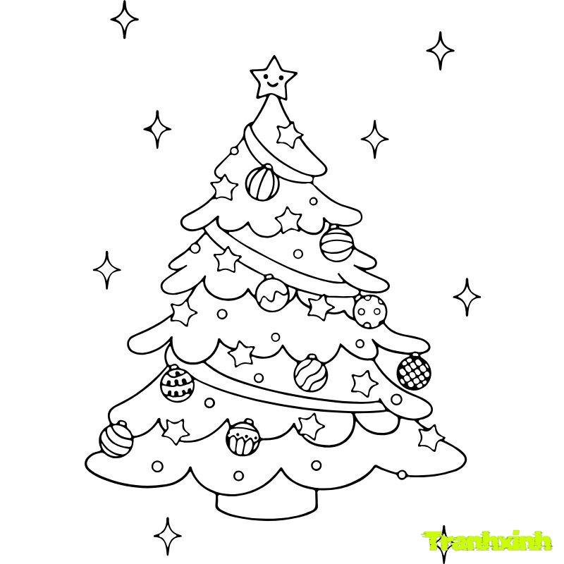 anh tranh tô màu cây thông noel