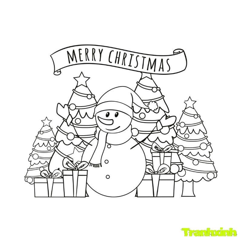 ảnh tranh tô màu cây thông noel