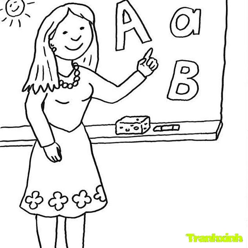 ảnh tranh tô màu cô giáo full hf
