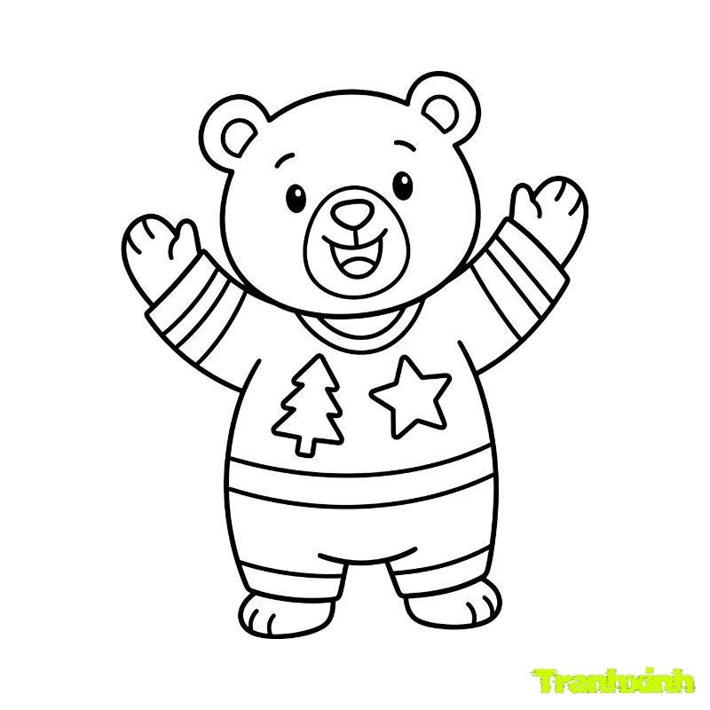 ảnh tranh tô màu con gấu
