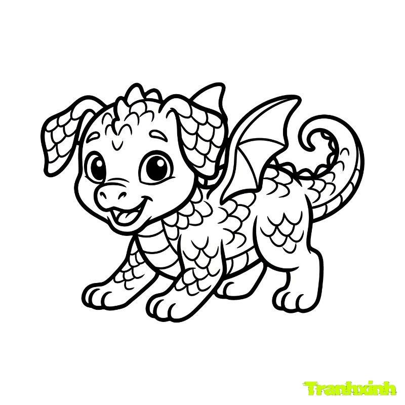 bé tập tô màu hình con rồng