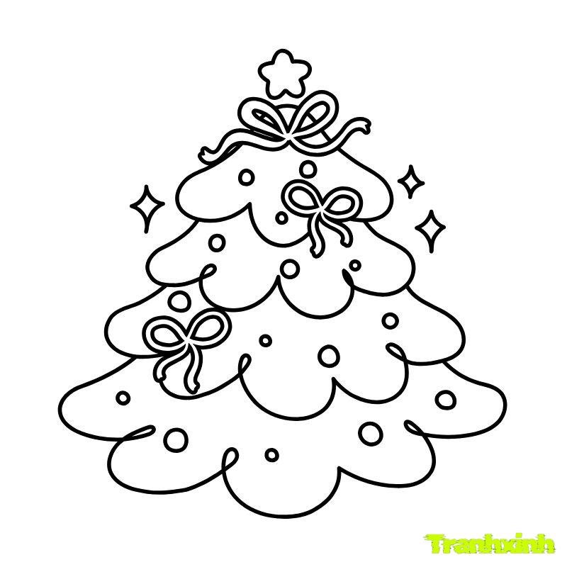 bé tô màu cây thông noel