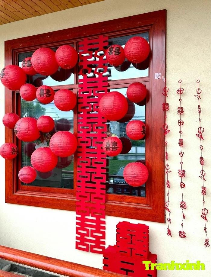 cách trang trí tết trên cửa kính