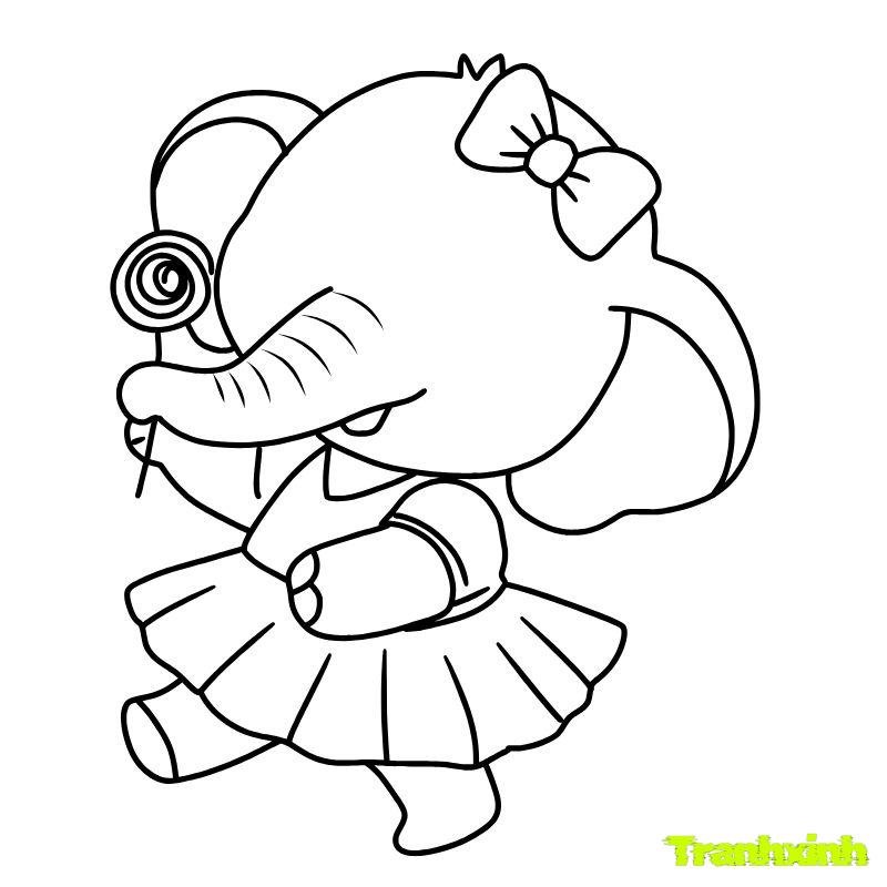 cô gái voi tô màu