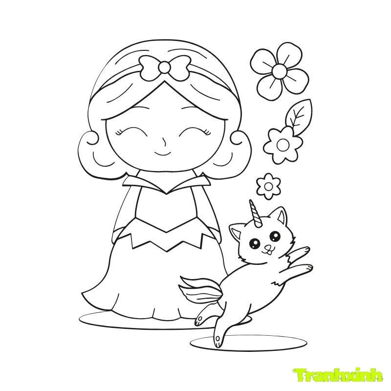 em gái tô màu màu