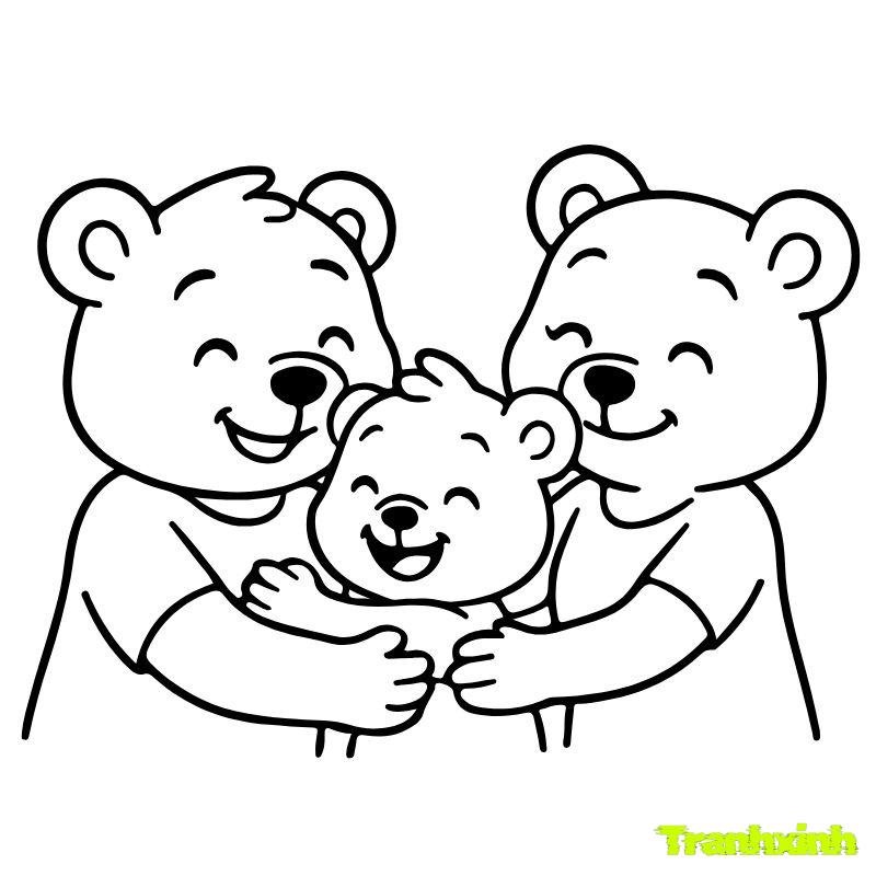 gia đình gấu tô màu