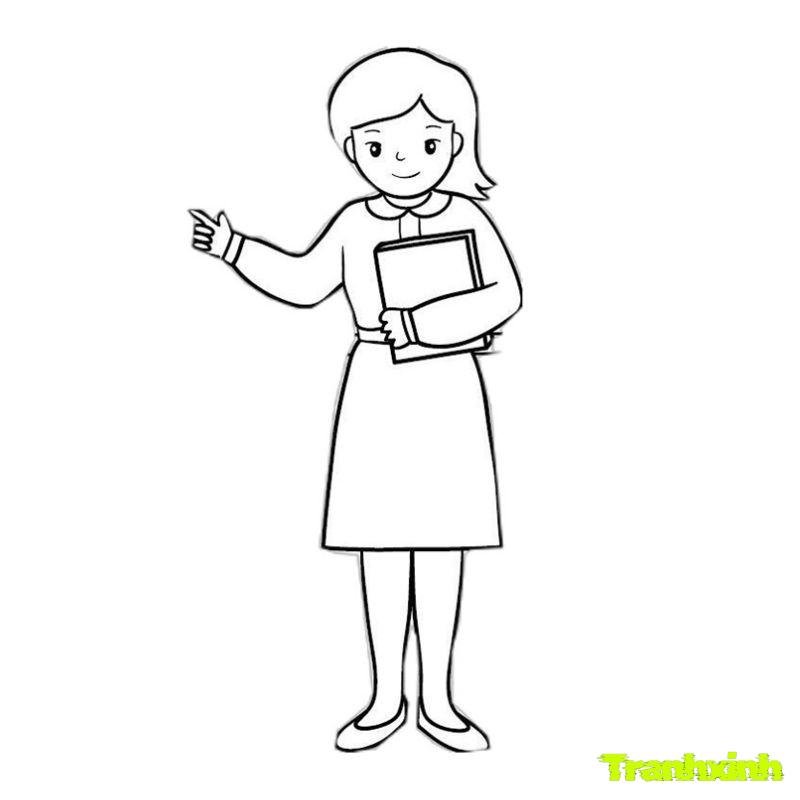 hình ảnh cô giáo tô màu