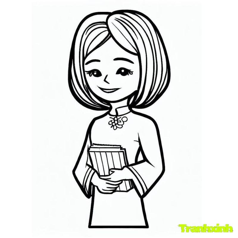 hình ảnh tô màu cô giáo