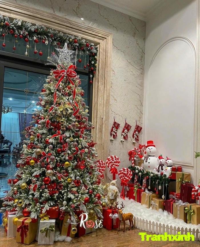 hinh anh trang trí cây thông noel
