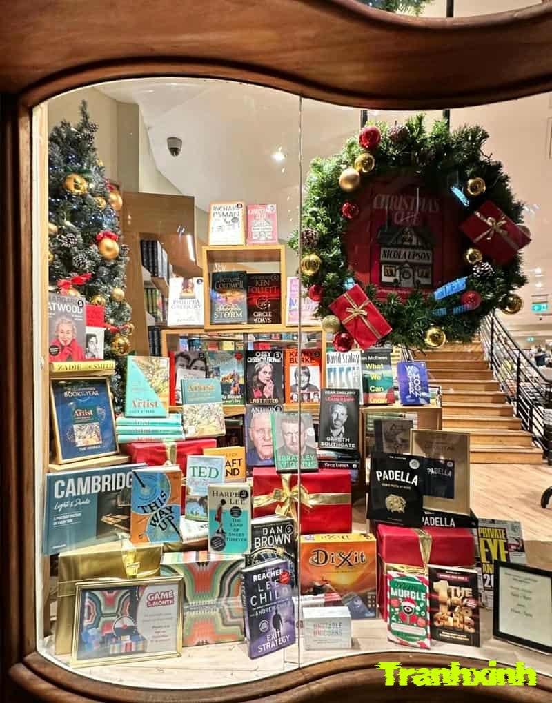 hinh anh trang trí cửa kính noel