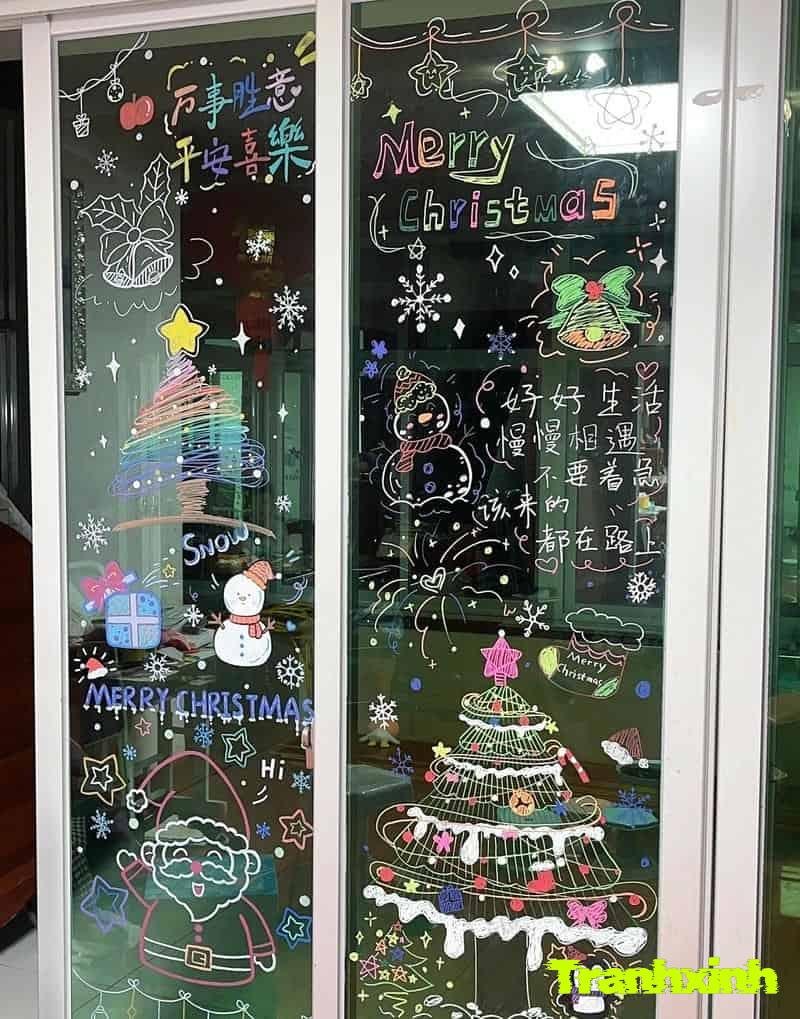 hinh ảnh trang trí cửa kính noel
