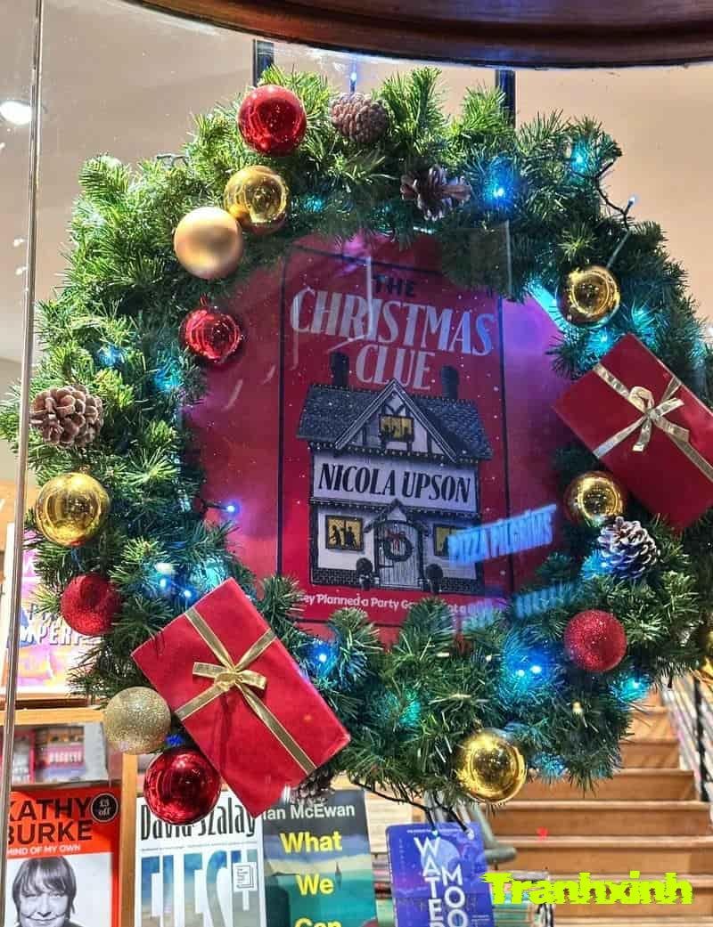 hình anh trang trí cửa kính noel