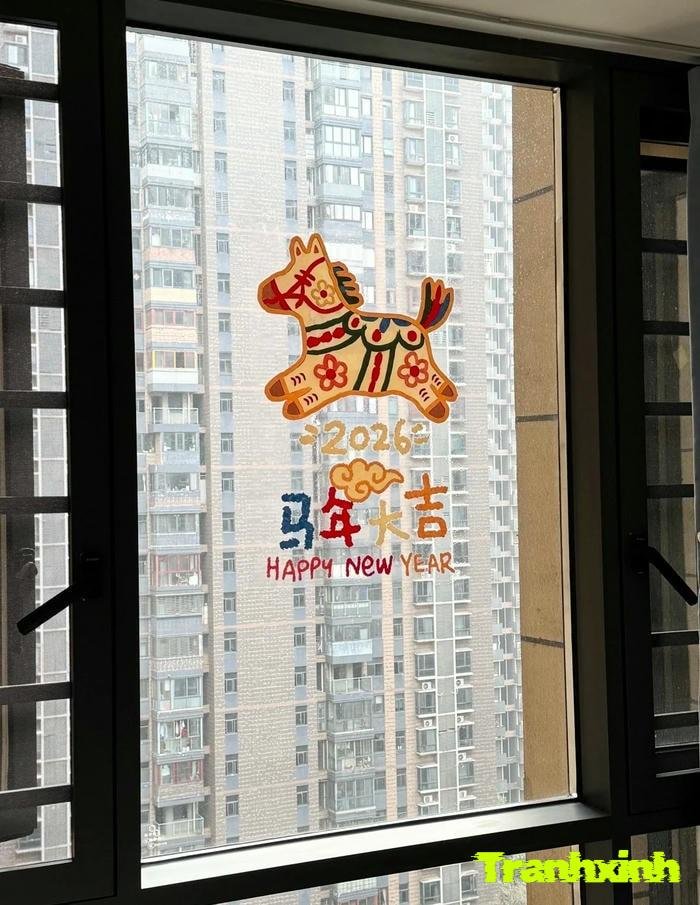 hình anh trang trí cửa kính tết