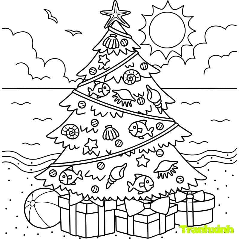 hinh ảnh tranh tô màu cây thông noel (1)