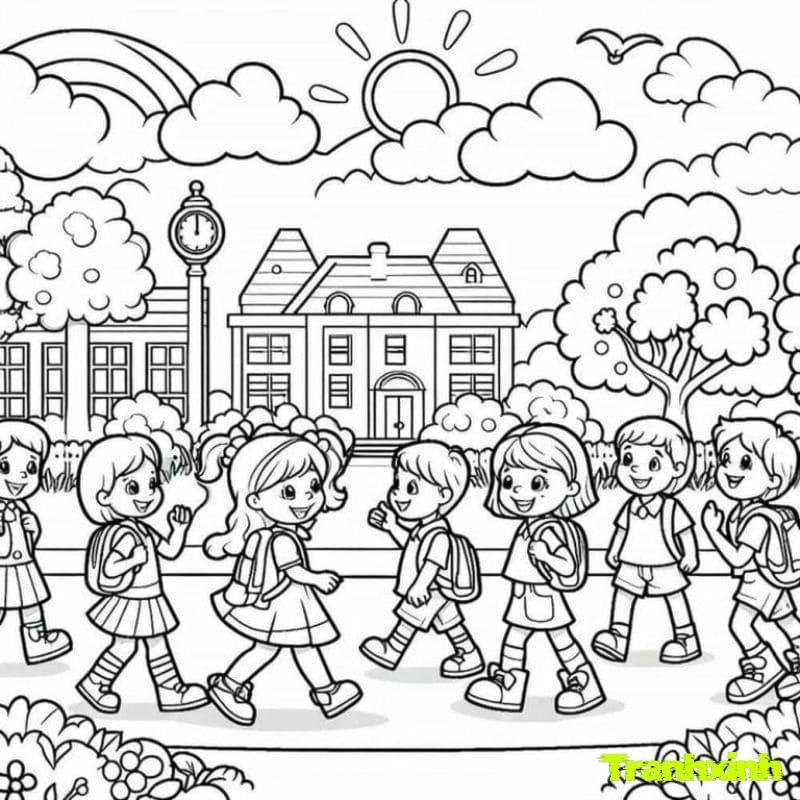 hình ảnh tranh tô màu chủ đề trường mầm non (1)