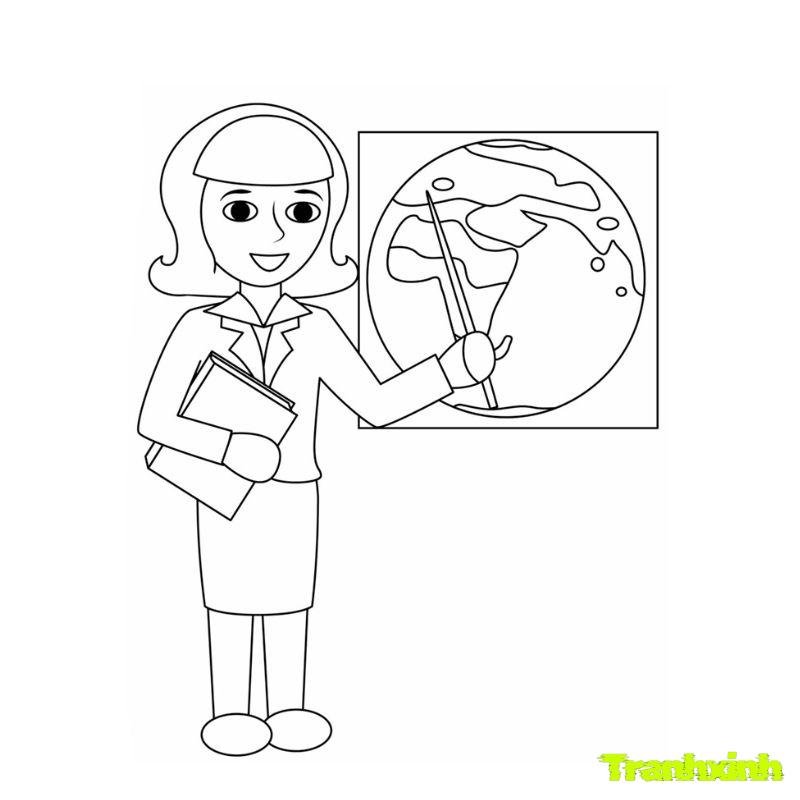 hình anh tranh tô màu cô giáo